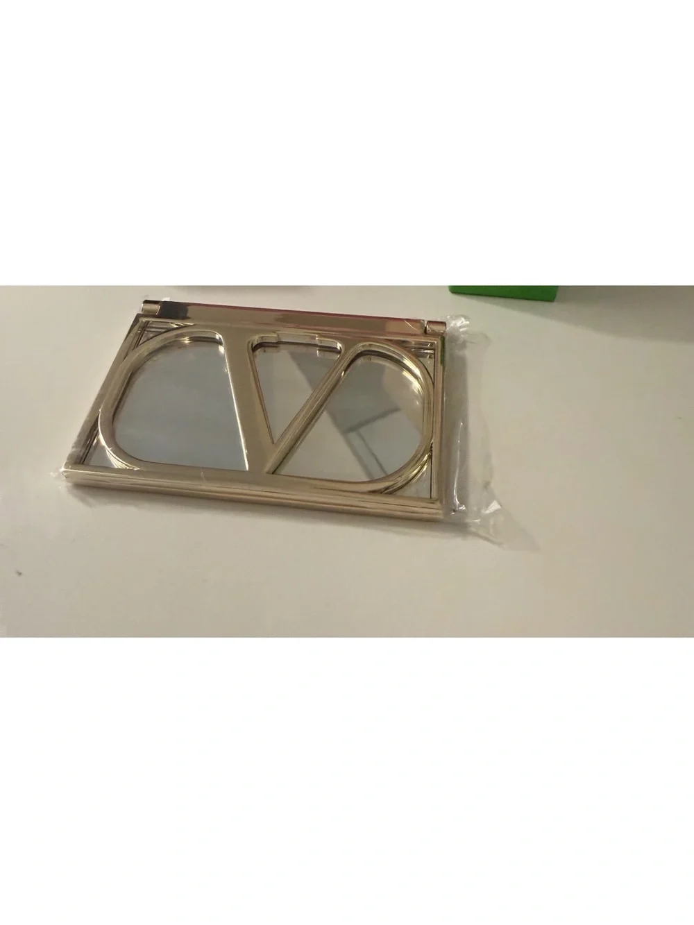 Valentino Gold V Logo Phone Ring Mirror